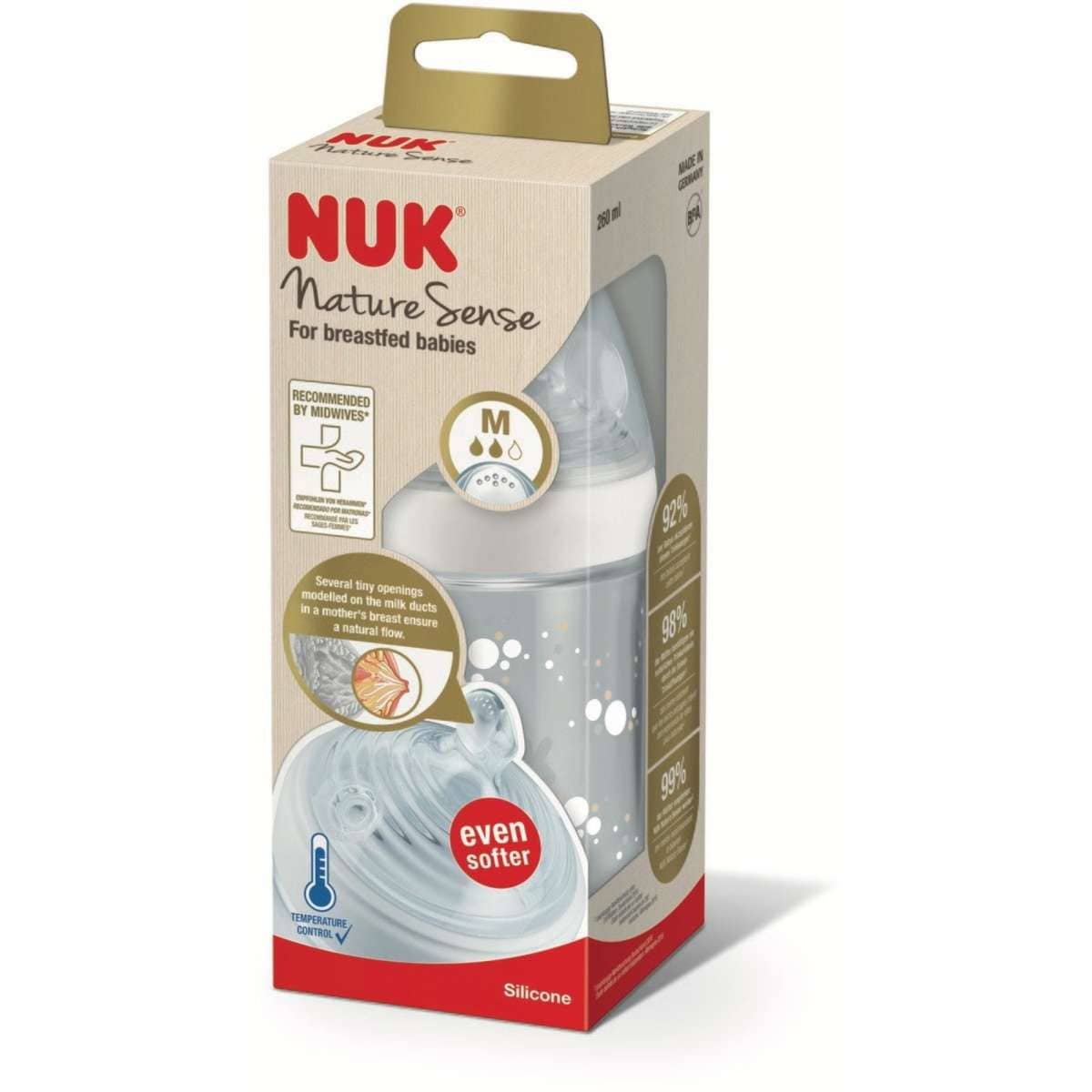 Nuk Nature Sense Bottle With Temp Control 260mL Designs may vary