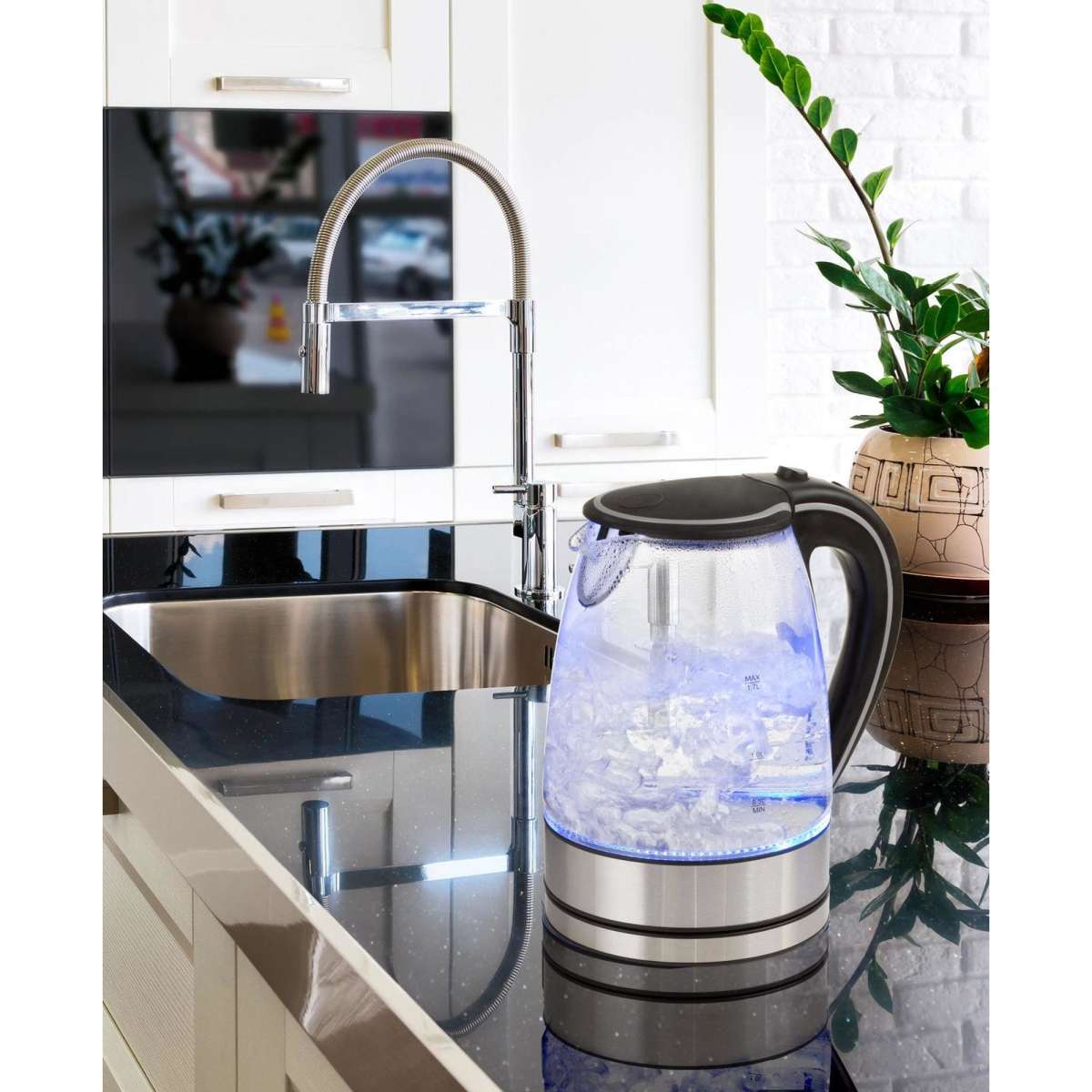 Pursonic 1.7 Litre Blue LED Light Glass Kettle Woolworths