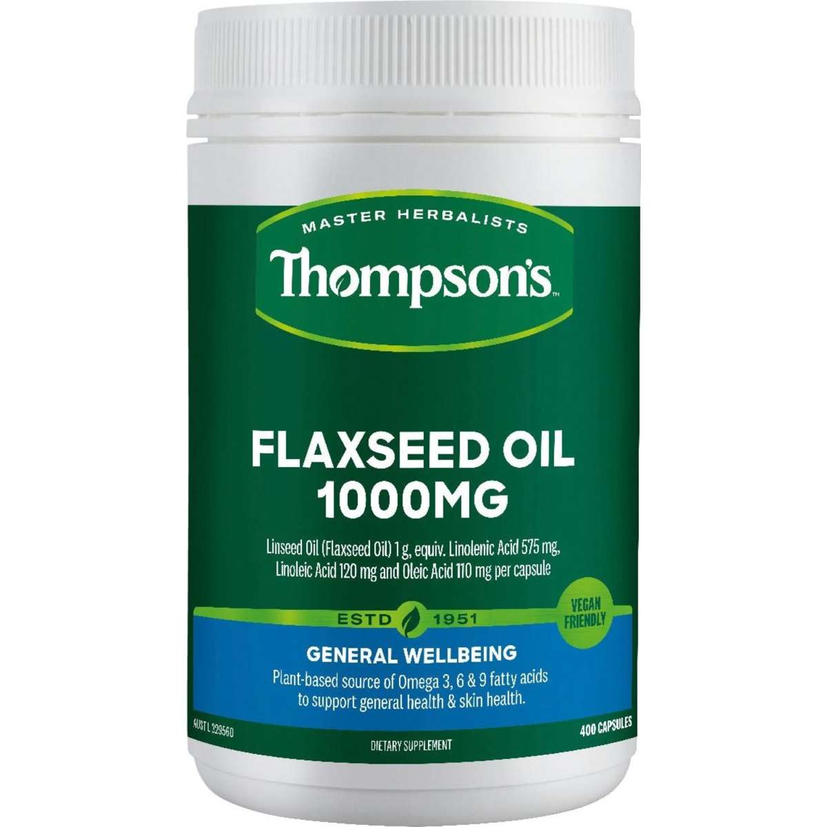 Thompson's Flaxseed Oil 1000mg 400 Capsules Woolworths