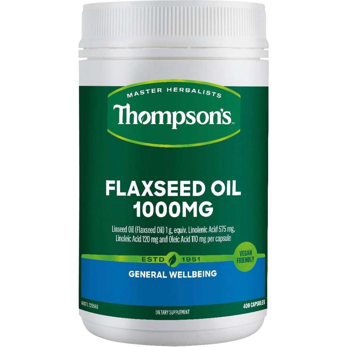 Thompson's Flaxseed Oil 1000mg 400 Capsules Woolworths
