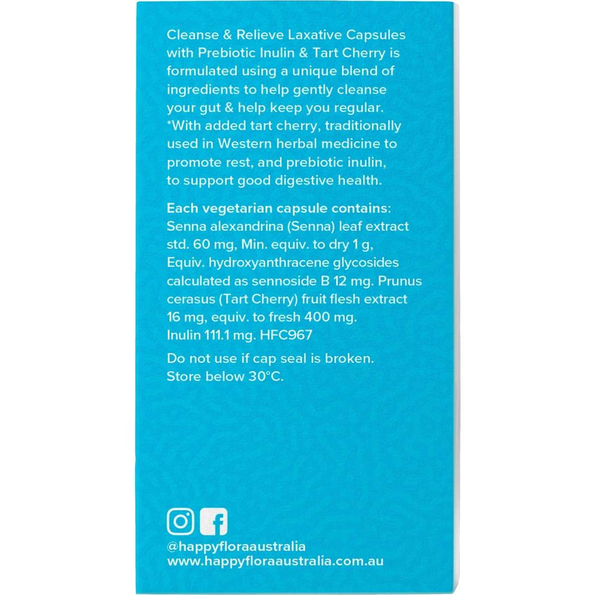 Happy Flora Cleanse & Relieve Laxative Capsules With Prebiotic Inulin