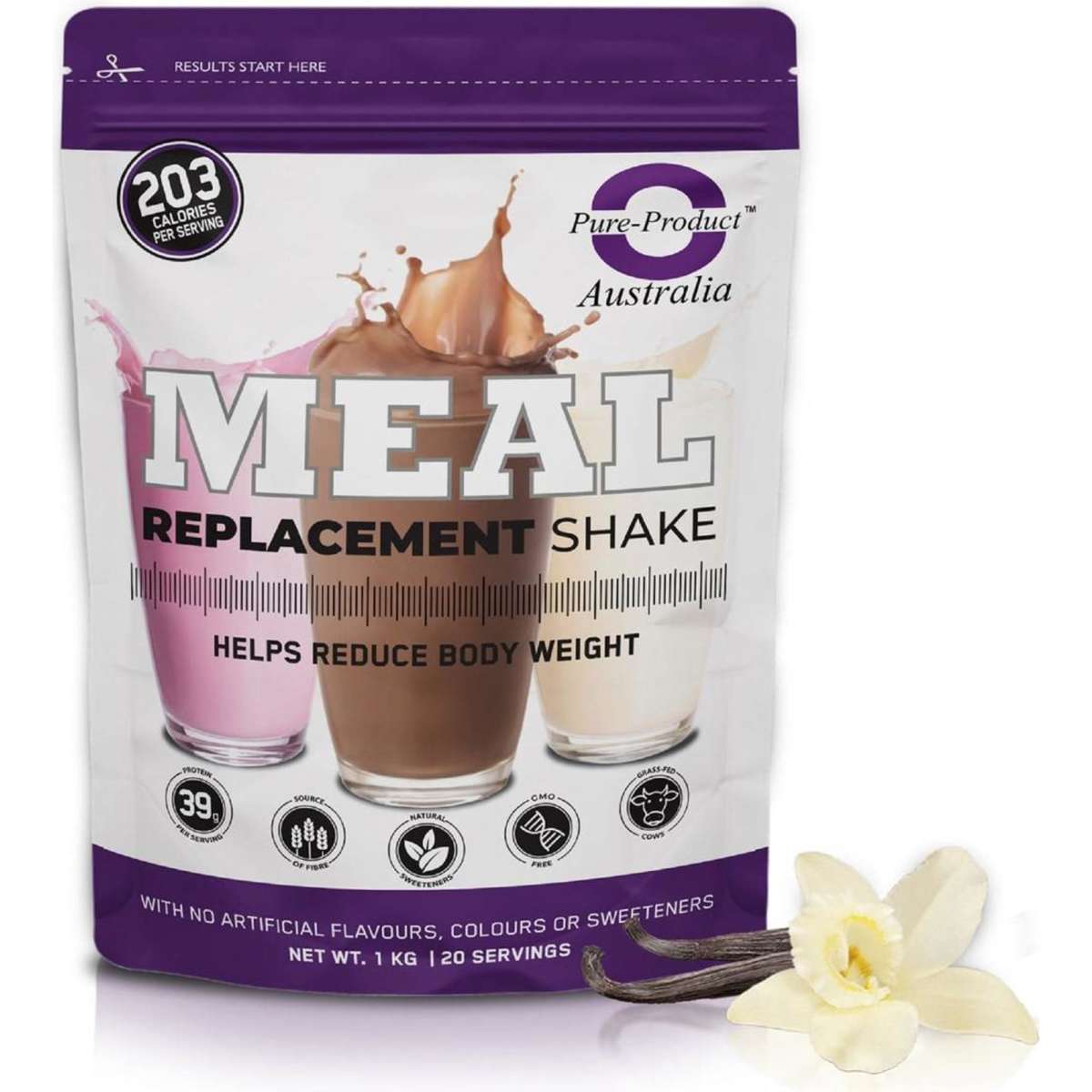 Pure Product Australia Meal Replacement Shake Vanilla 1000g Woolworths