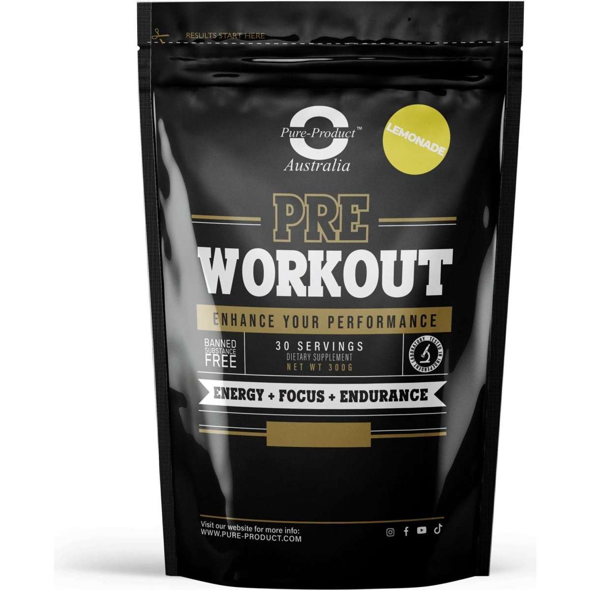Pure Product Australia Pre Workout Lemon 300g Woolworths