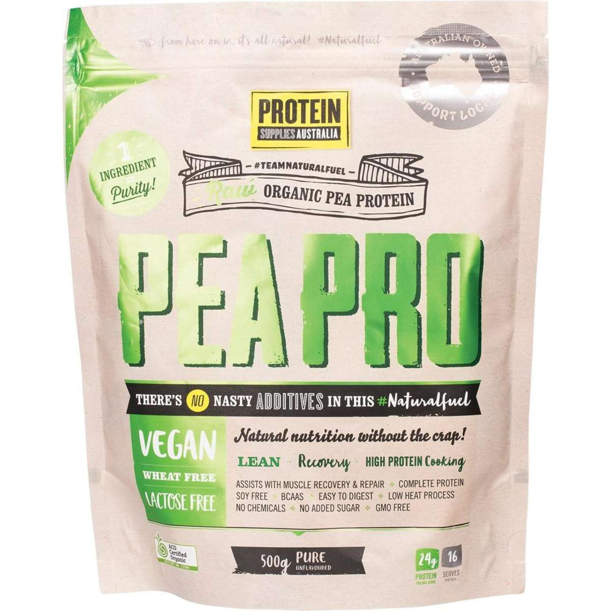 Protein Supplies Aust Peapro (Raw Pea Protein) Pure 500g Woolworths