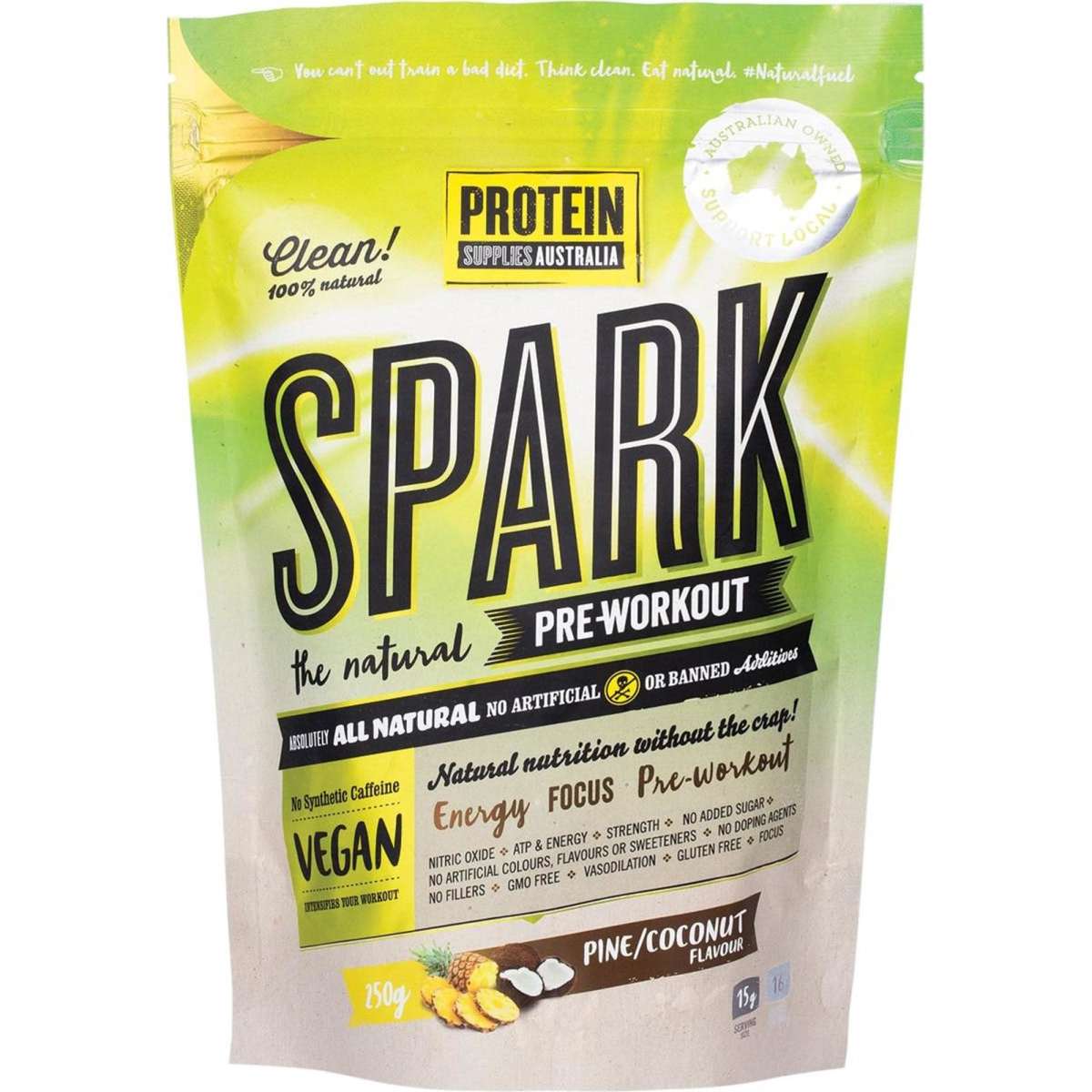 Protein Supplies Aust Spark (PreWorkout) Pine Coconut 250g Woolworths