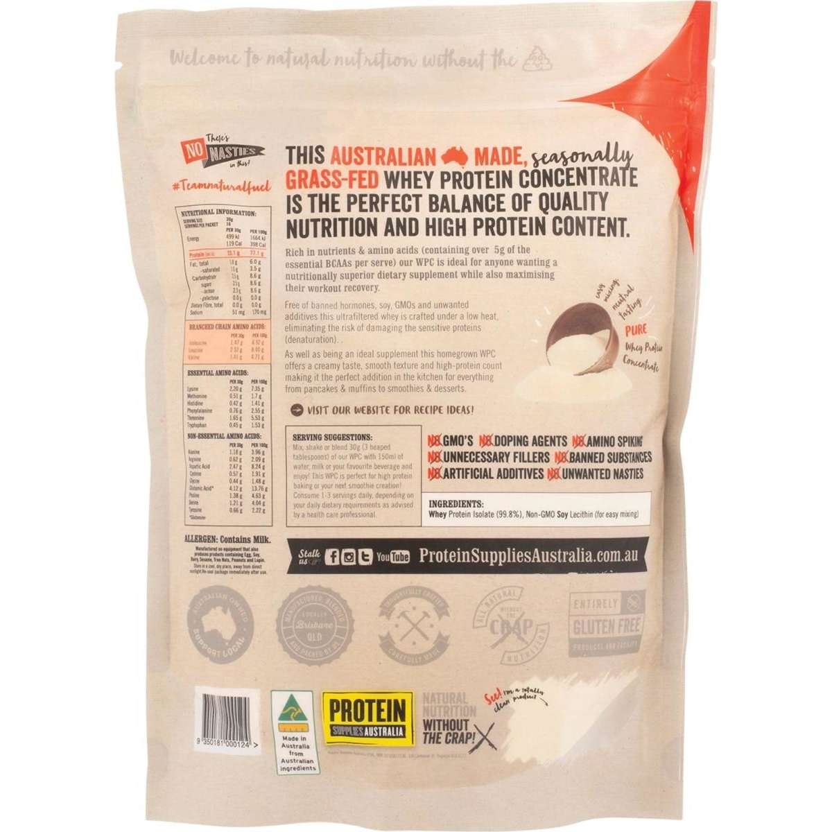 Protein Supplies Aust Wpc (Whey Protein Concentrate) Pure 500g Woolworths