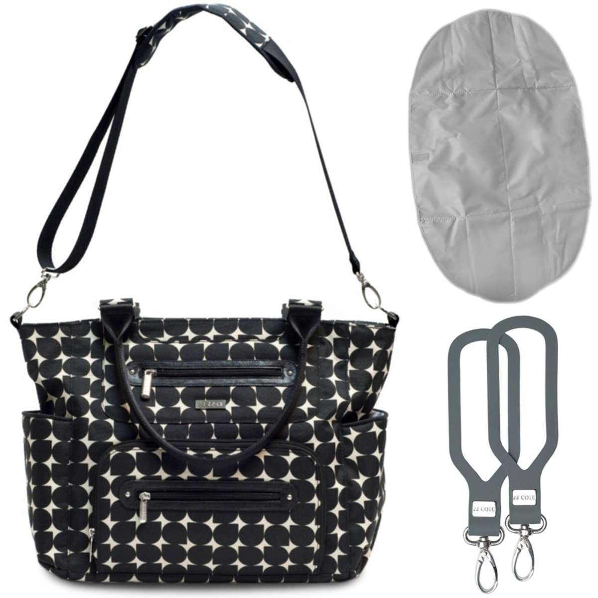 JJ Cole Nappy/Diaper Handbag w/ Changing Mat Holder Black Woolworths