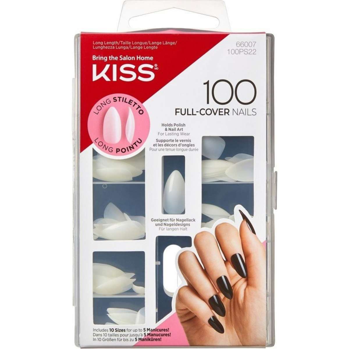 Kiss 100 Full Cover Nails Long Stiletto 100PS22 Woolworths