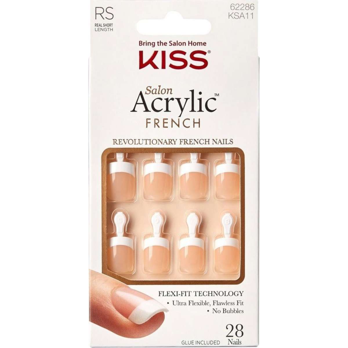 Kiss Salon Acrylic French Nails Power Play KSA11 Woolworths