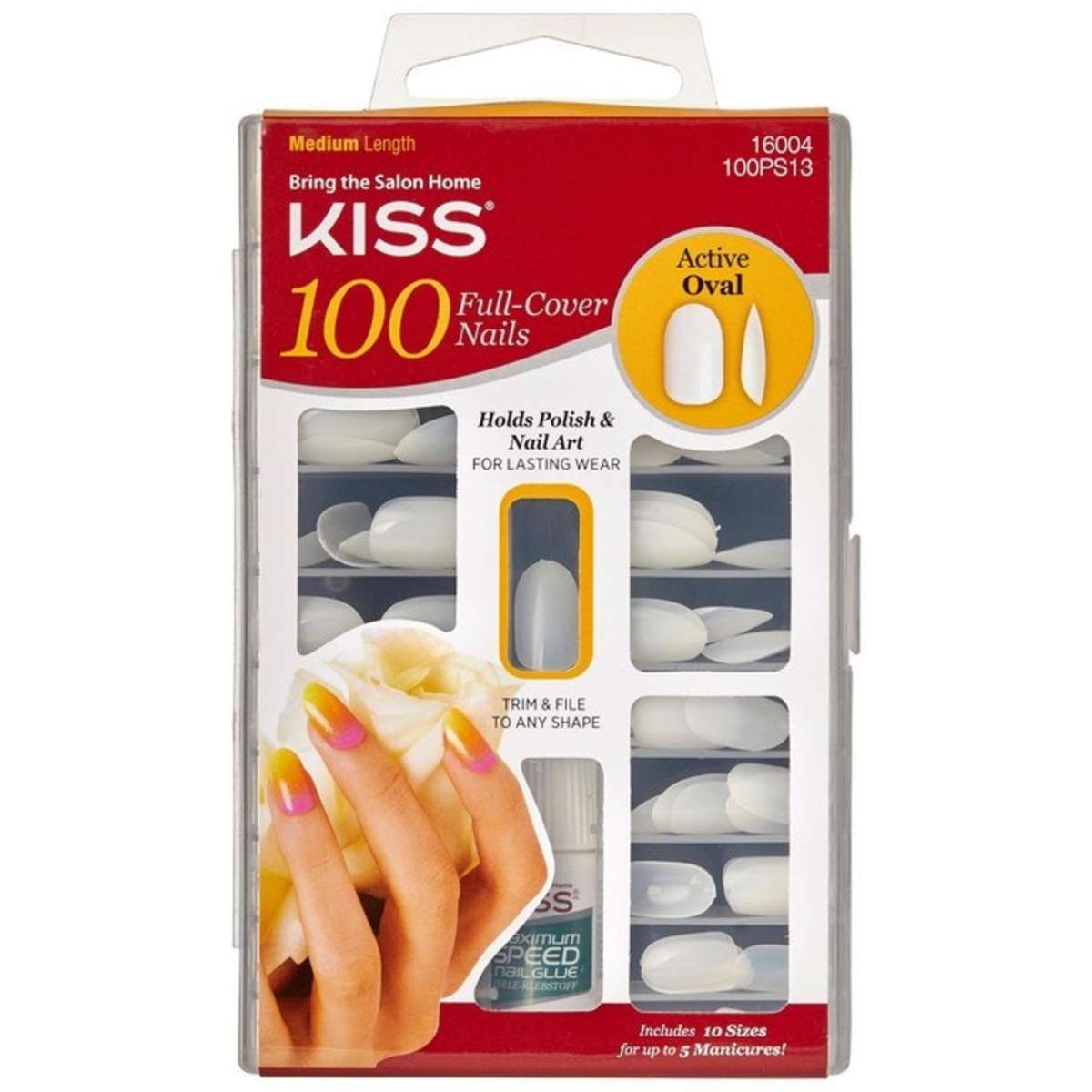 Kiss 100 Full Cover Nails Active Oval Woolworths