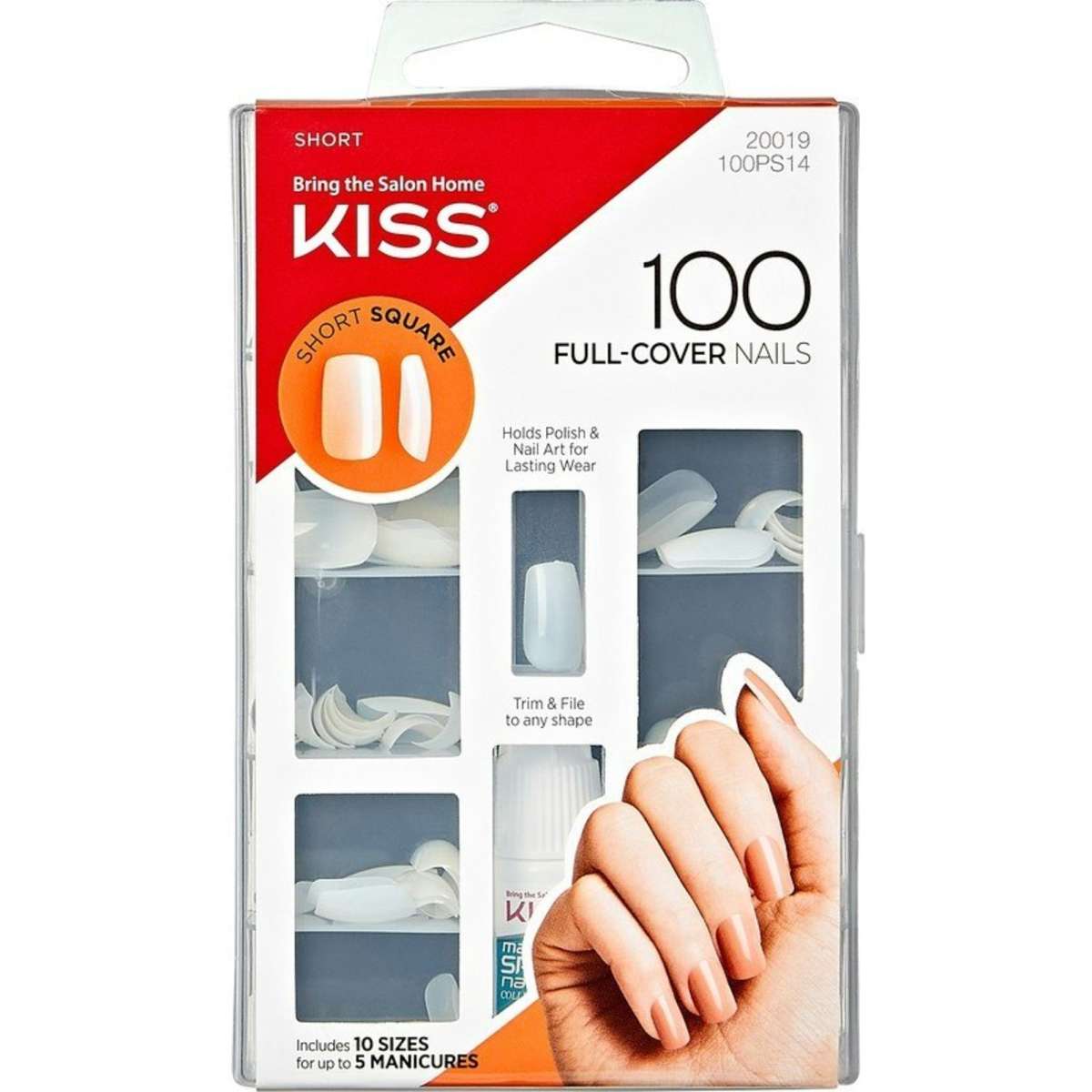 Kiss 100 Full Cover Nails Short Square 100PS14 Woolworths