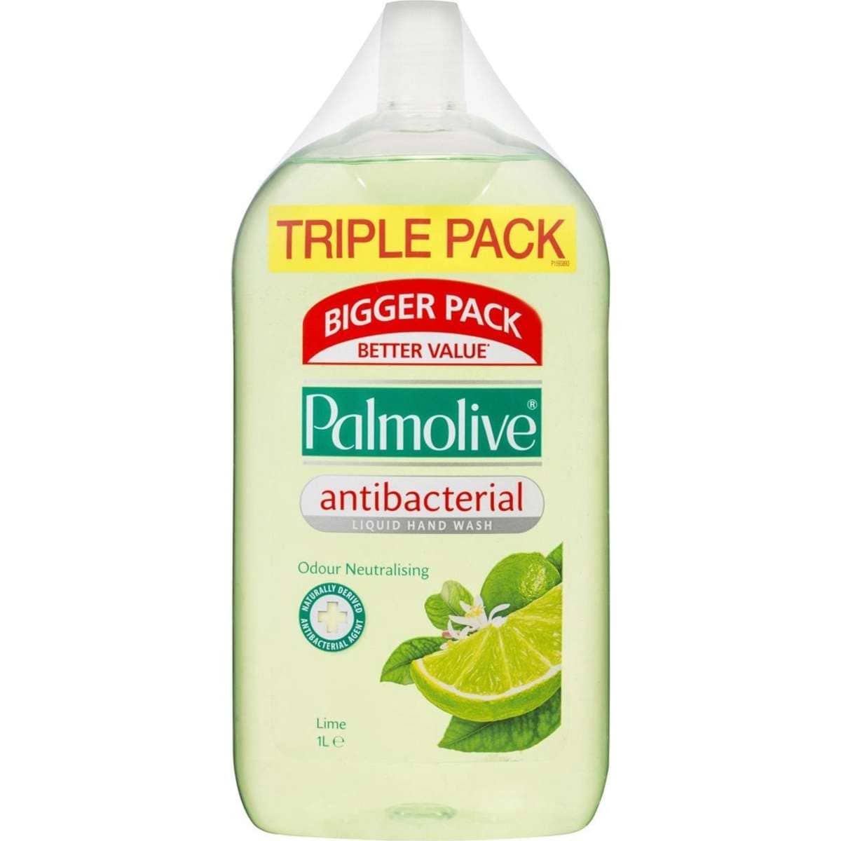 Palmolive Antibacterial Liquid Hand Wash Lime Triple Pack Refill 3 x 1L