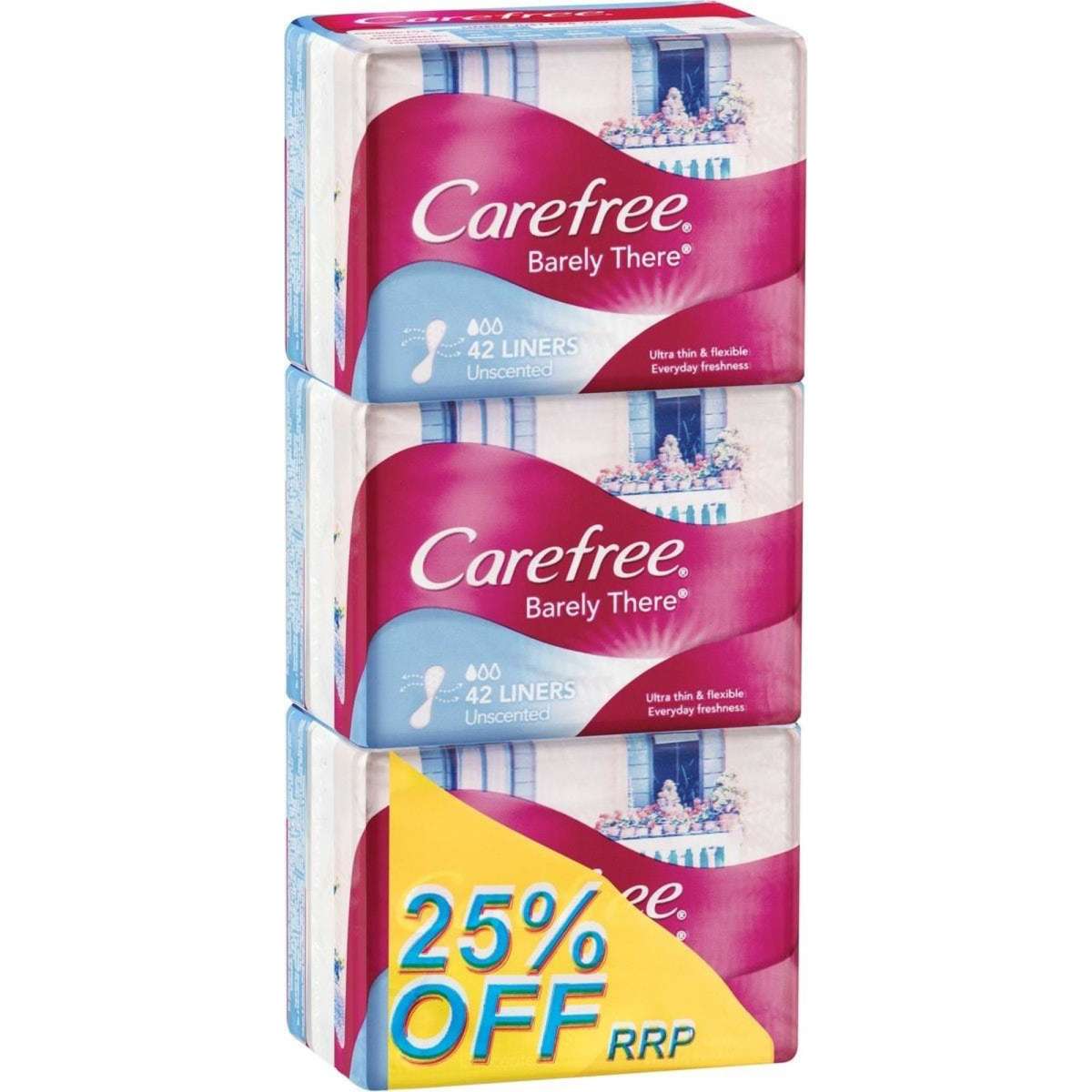 Carefree Barely There Unscented Liners 3 x 42 Pack Woolworths