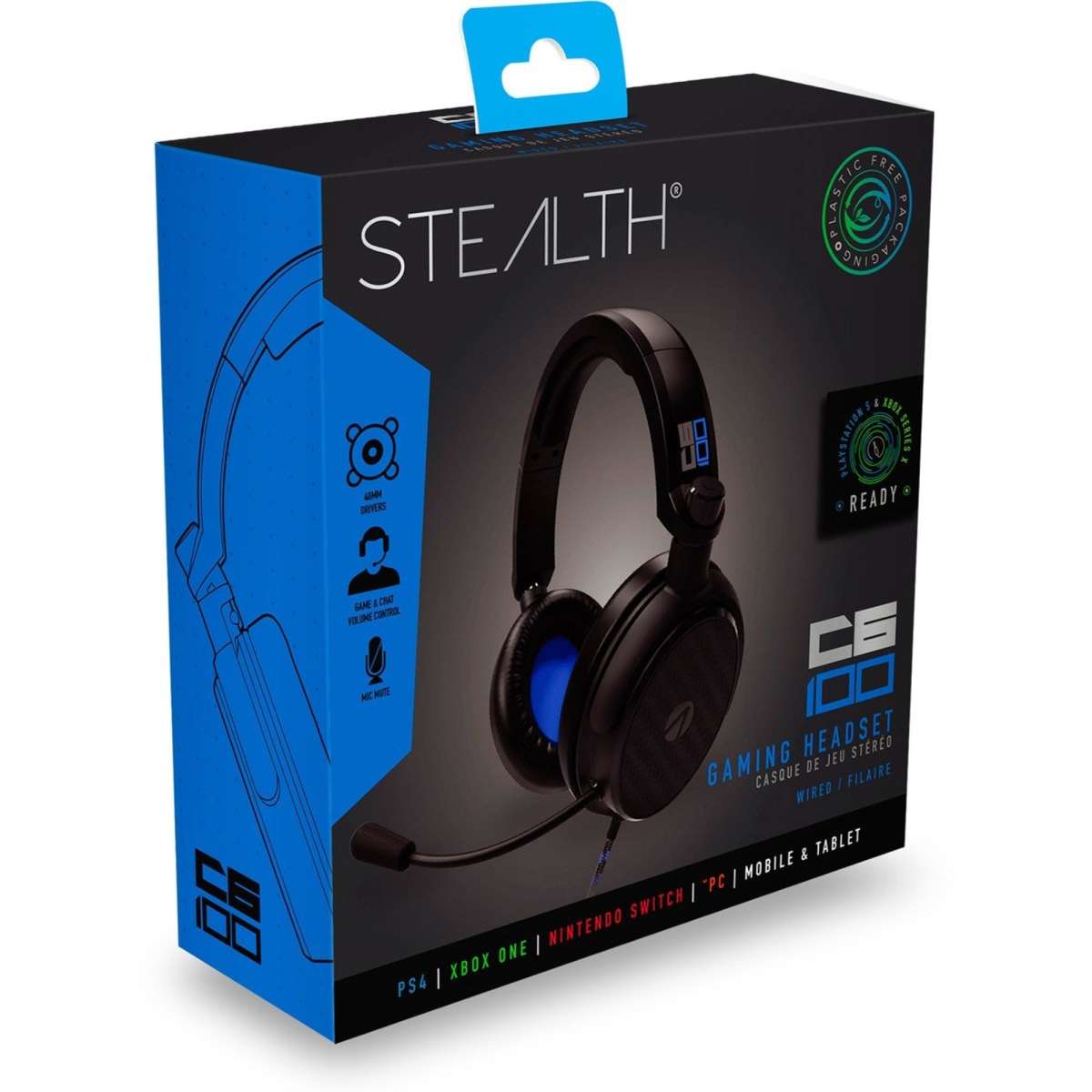 Stealth C6100 Gaming Headset Blue/Black Woolworths