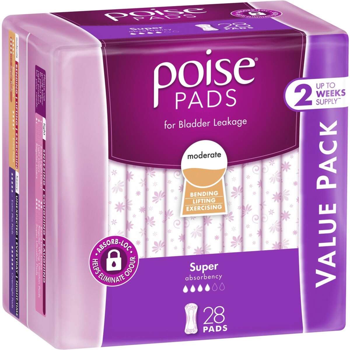 Poise Super Hourglass Pads 28 Pads Woolworths