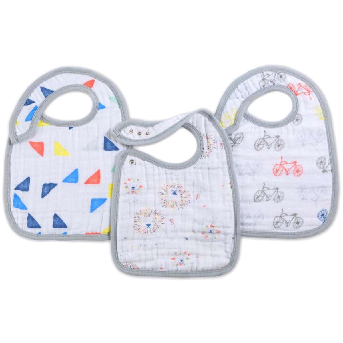 aden + anais Classic Snap Bibs, 3 Pack (Leader Of The Pack) Woolworths