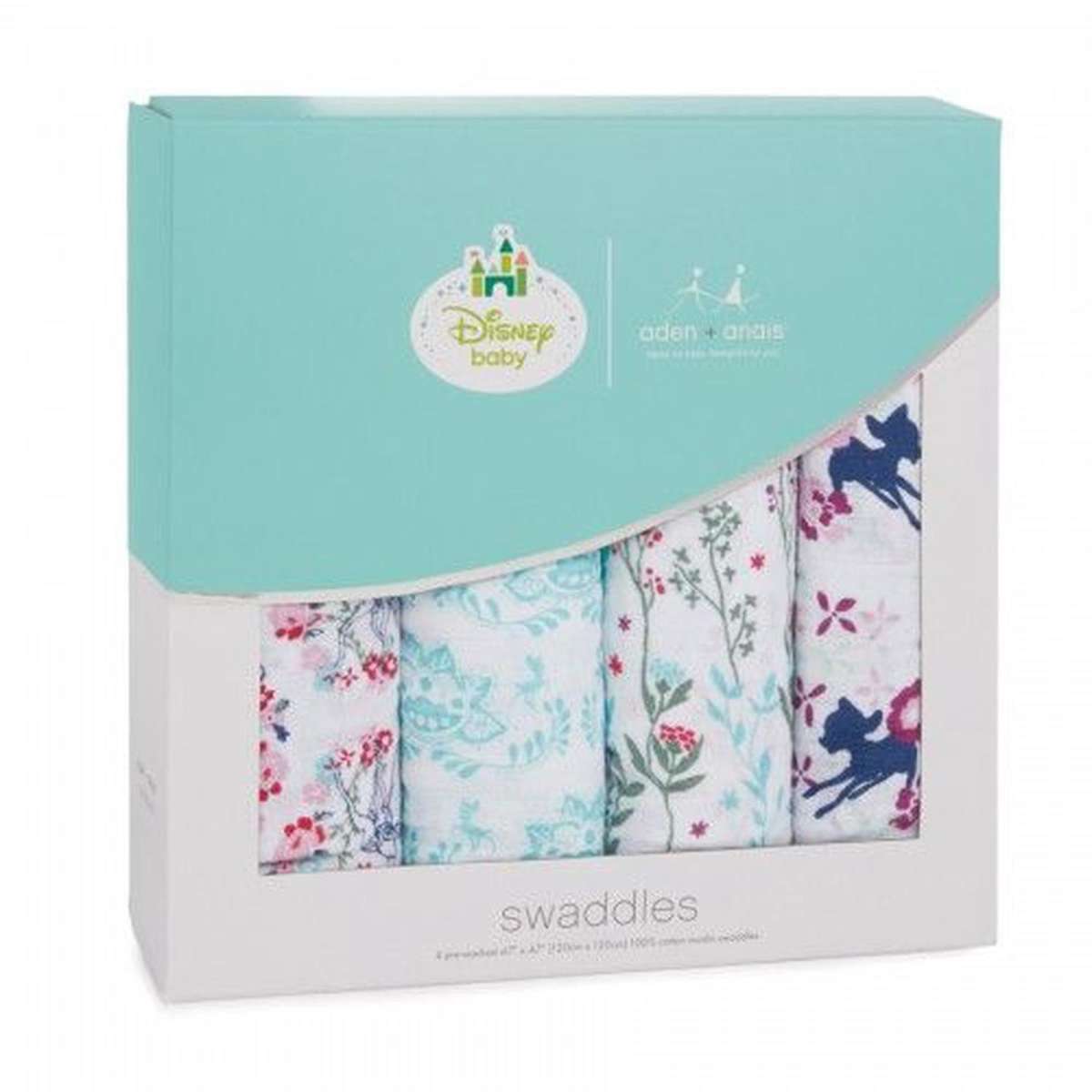 aden + anais 4 Pack Disney Swaddles (Bambi) 120x120cm Woolworths