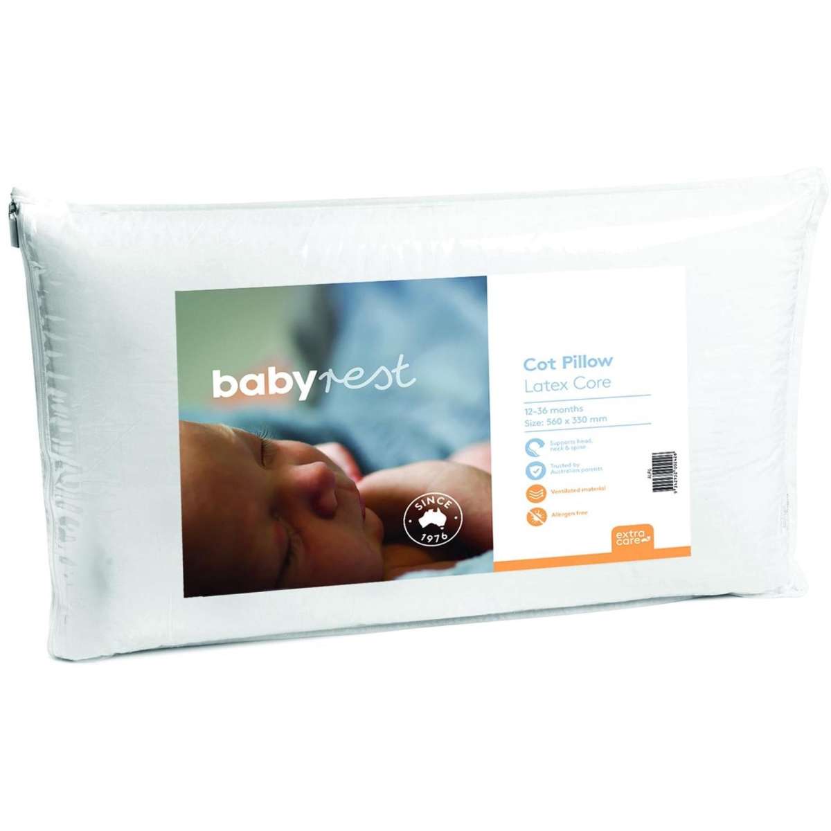 Babyrest Latex Cot Pillow With Latex Core 550 x 380 x 40mm Woolworths