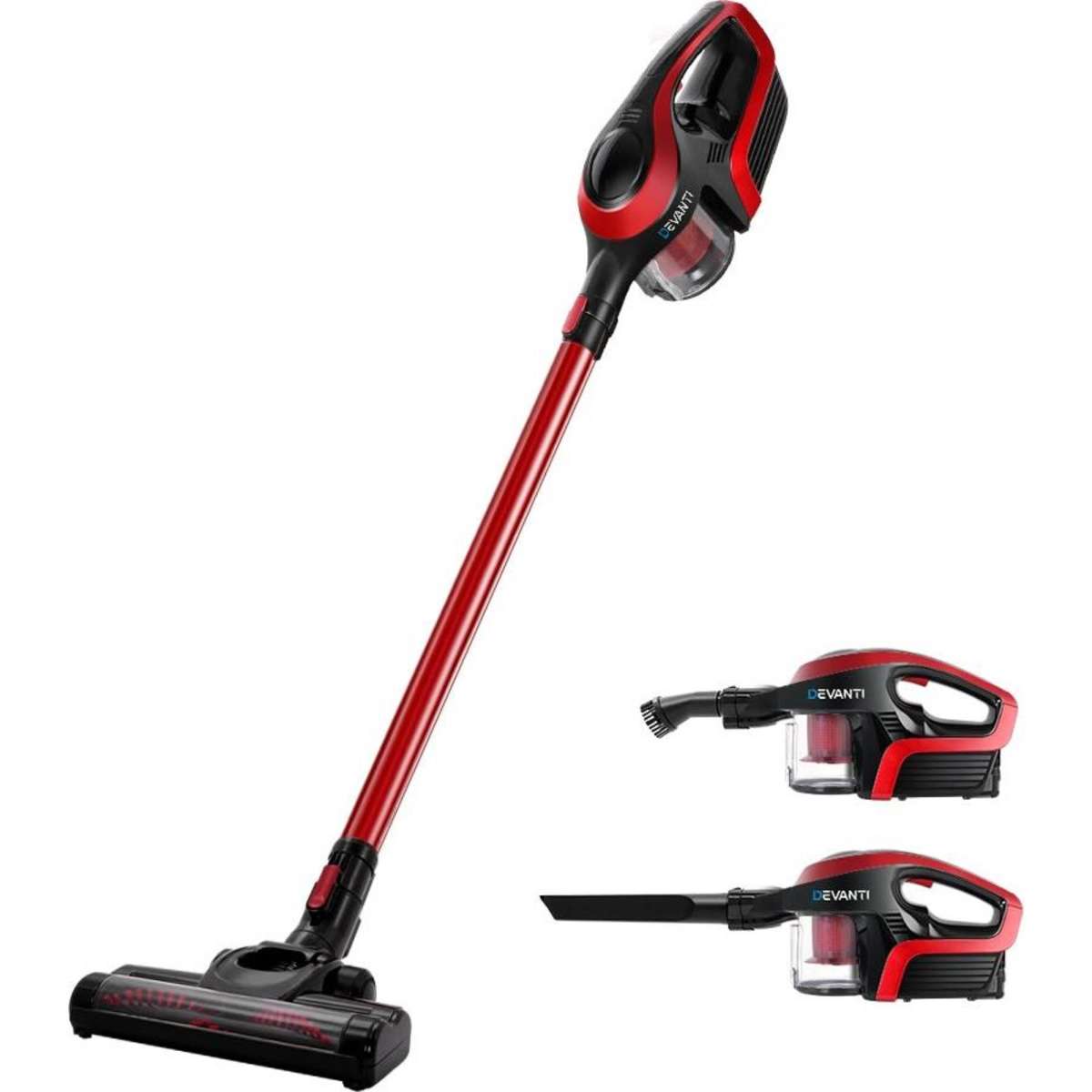Devanti Cordless Stick Vacuum Cleaner Black and Red Woolworths