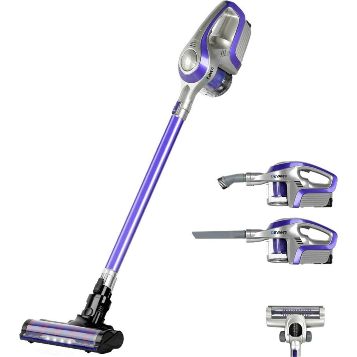 Devanti Handheld Vacuum Cleaner Cordless Roller Brush Head Purple