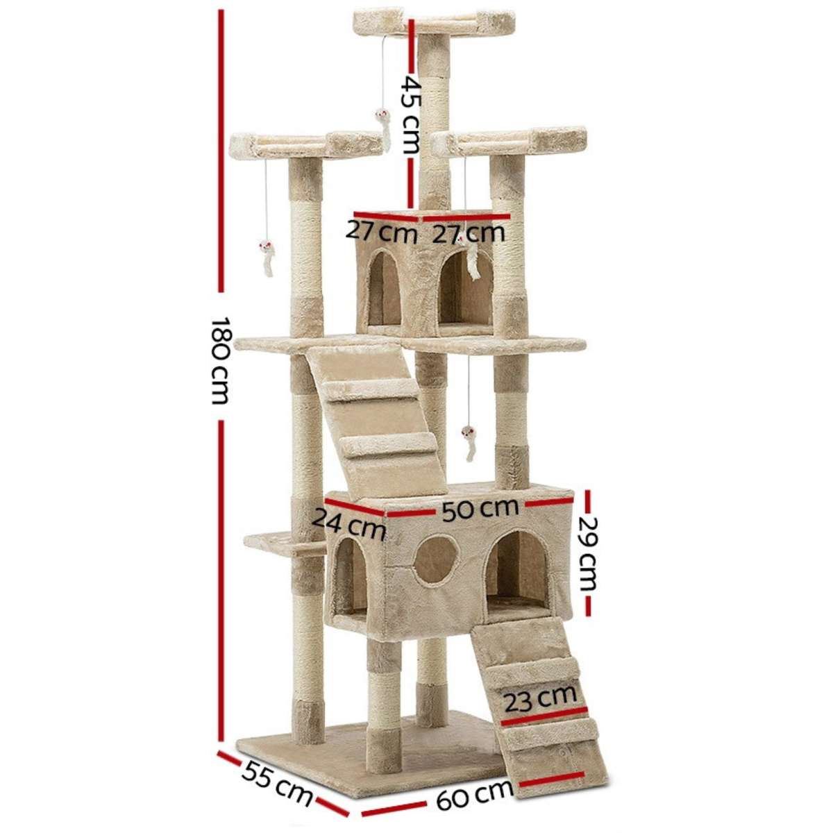 i.Pet Cat Tree 180cm Tower Scratching Post Scratcher Wood Condo House