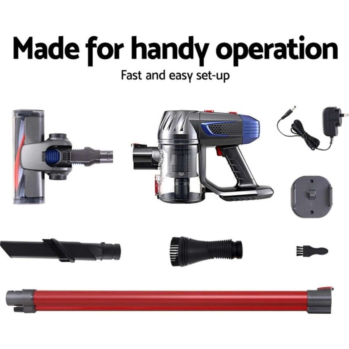 Devanti Handheld Vacuum Cleaner Bagless Cordless Red 150W Woolworths