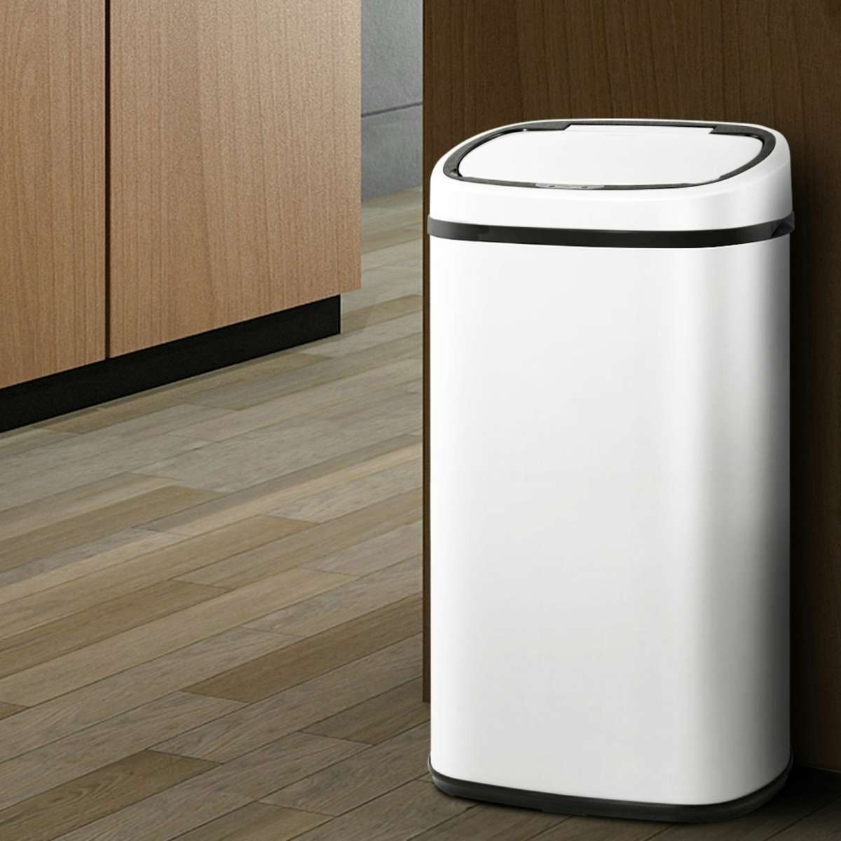 Devanti 58L Motion Sensor Bin Rubbish Automatic White Woolworths