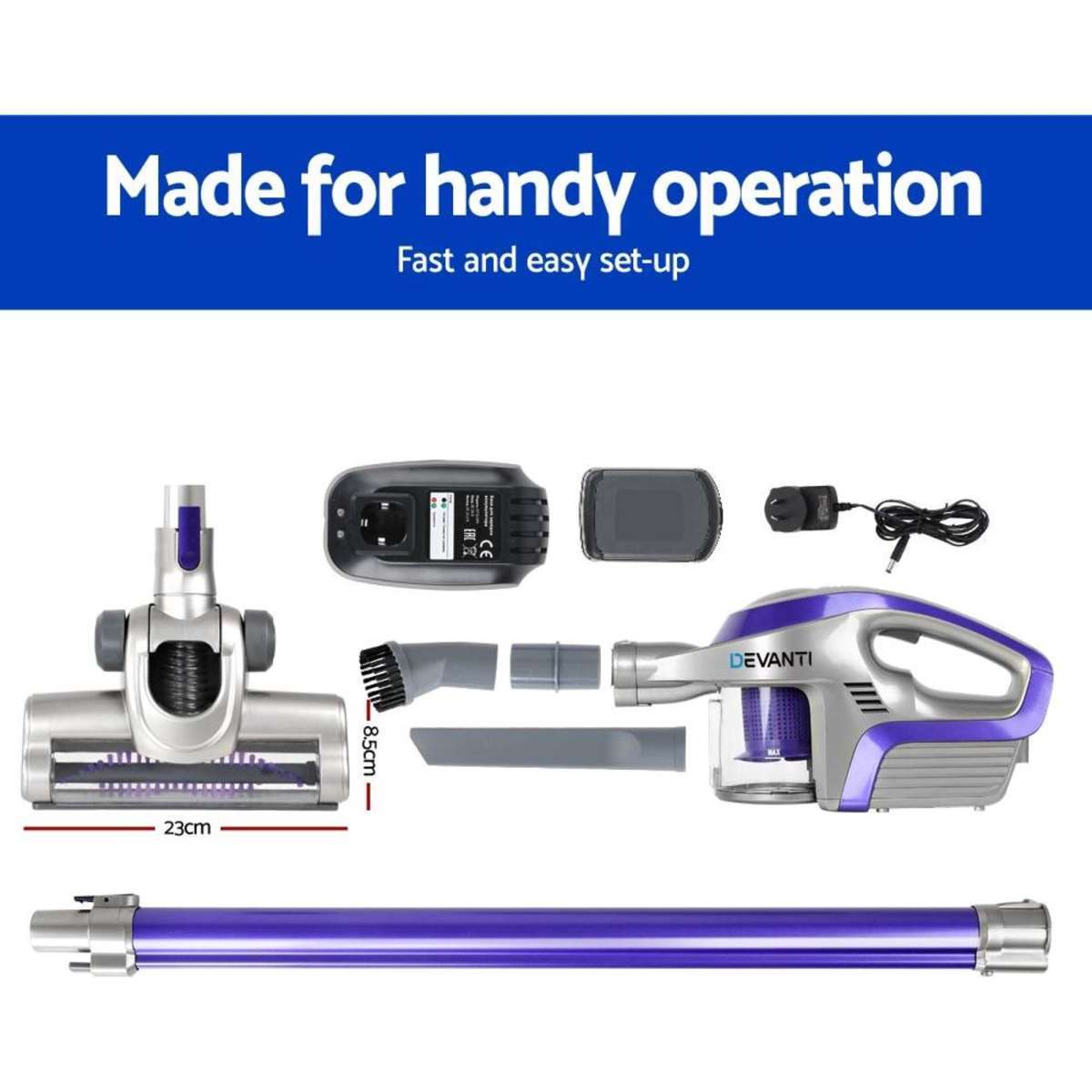 Devanti Handheld Vacuum Cleaner Bagless Cordless 150W Purple Woolworths