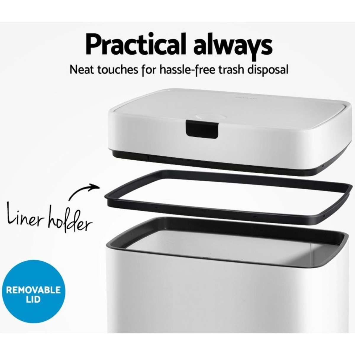 Devanti 45L Motion Sensor Rubbish Bin White Woolworths