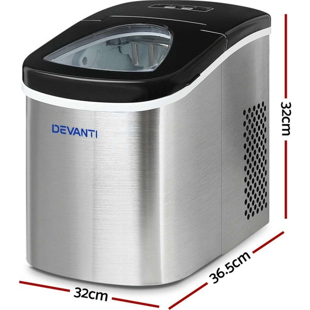 Devanti Ice Maker Machine Commercial Portable Ice Cube Tray Stainless