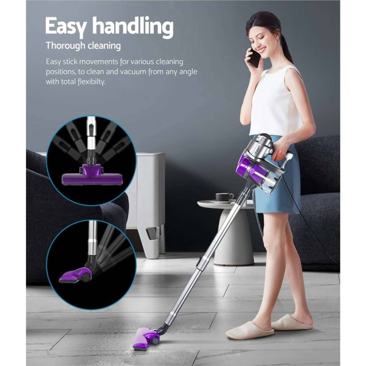 Devanti Handheld Vacuum Cleaner Bagless Corded 450W Purple Woolworths