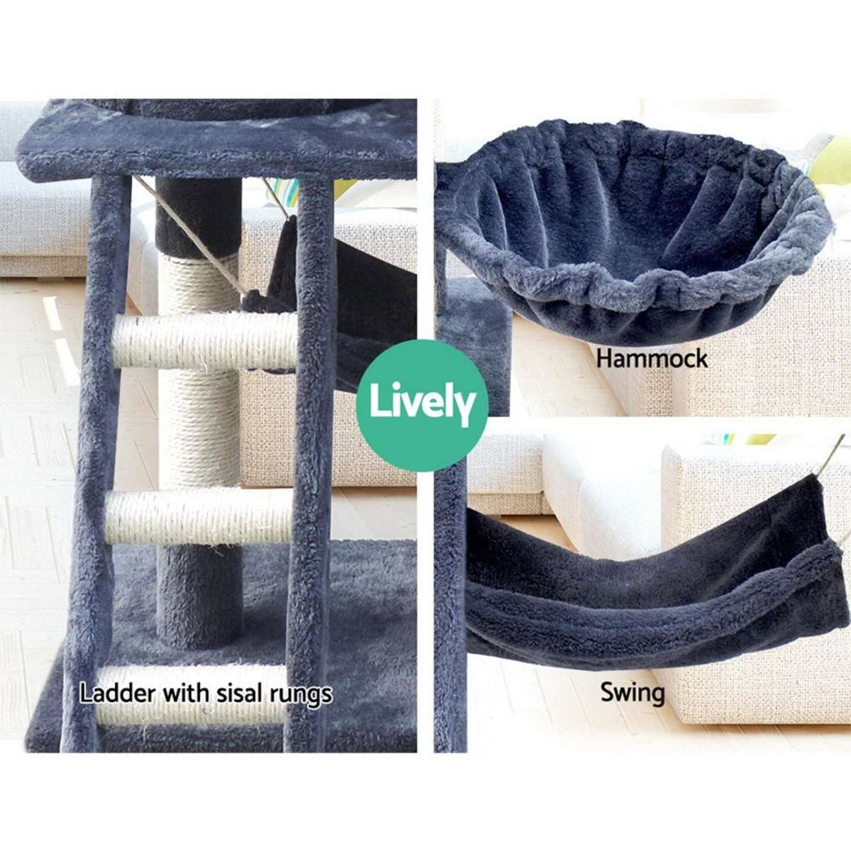 i.Pet Cat Tree 141cm Trees Scratching Post Scratcher Tower Condo House
