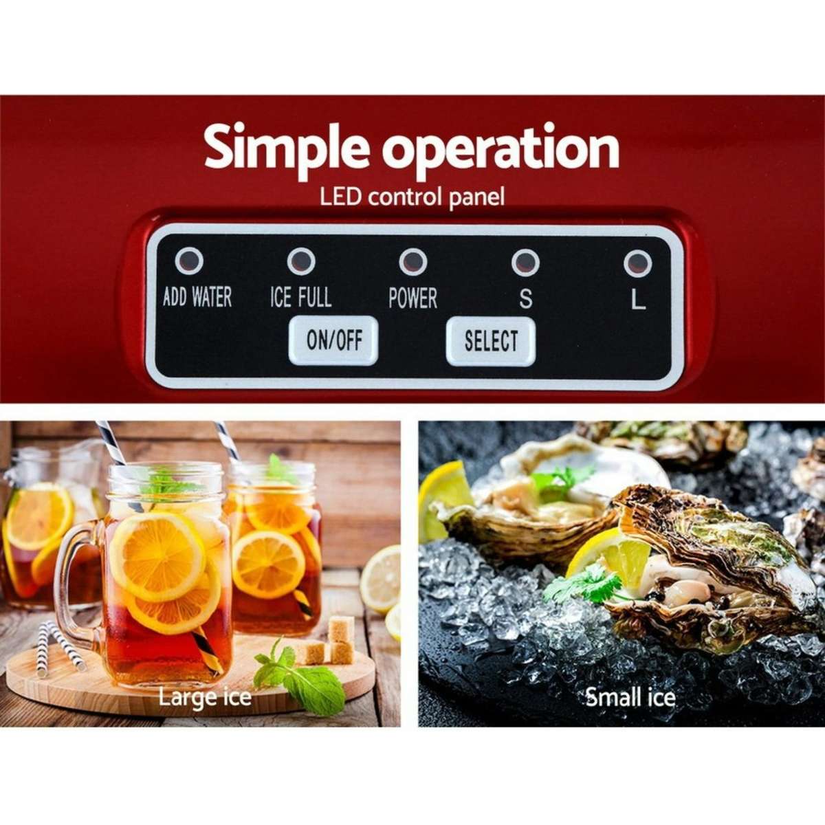 Devanti Portable Ice Cube Maker Machine 2L Home Bar Benchtop Easy Quick