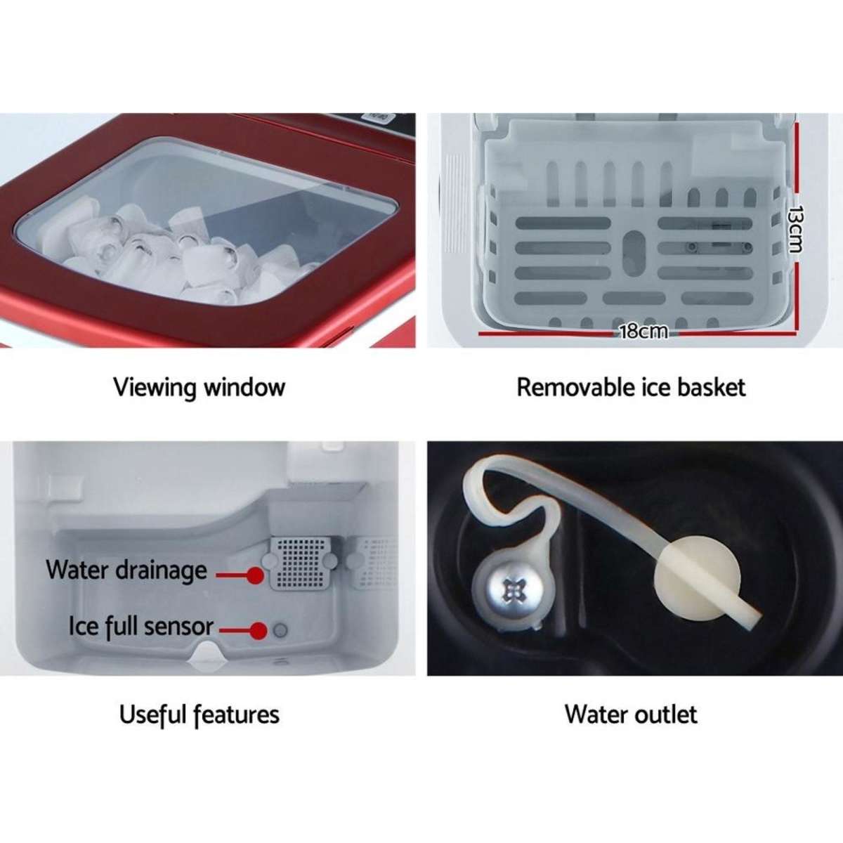 Devanti Ice Maker Machine Portable Commercial Ice Cube 2L Bar