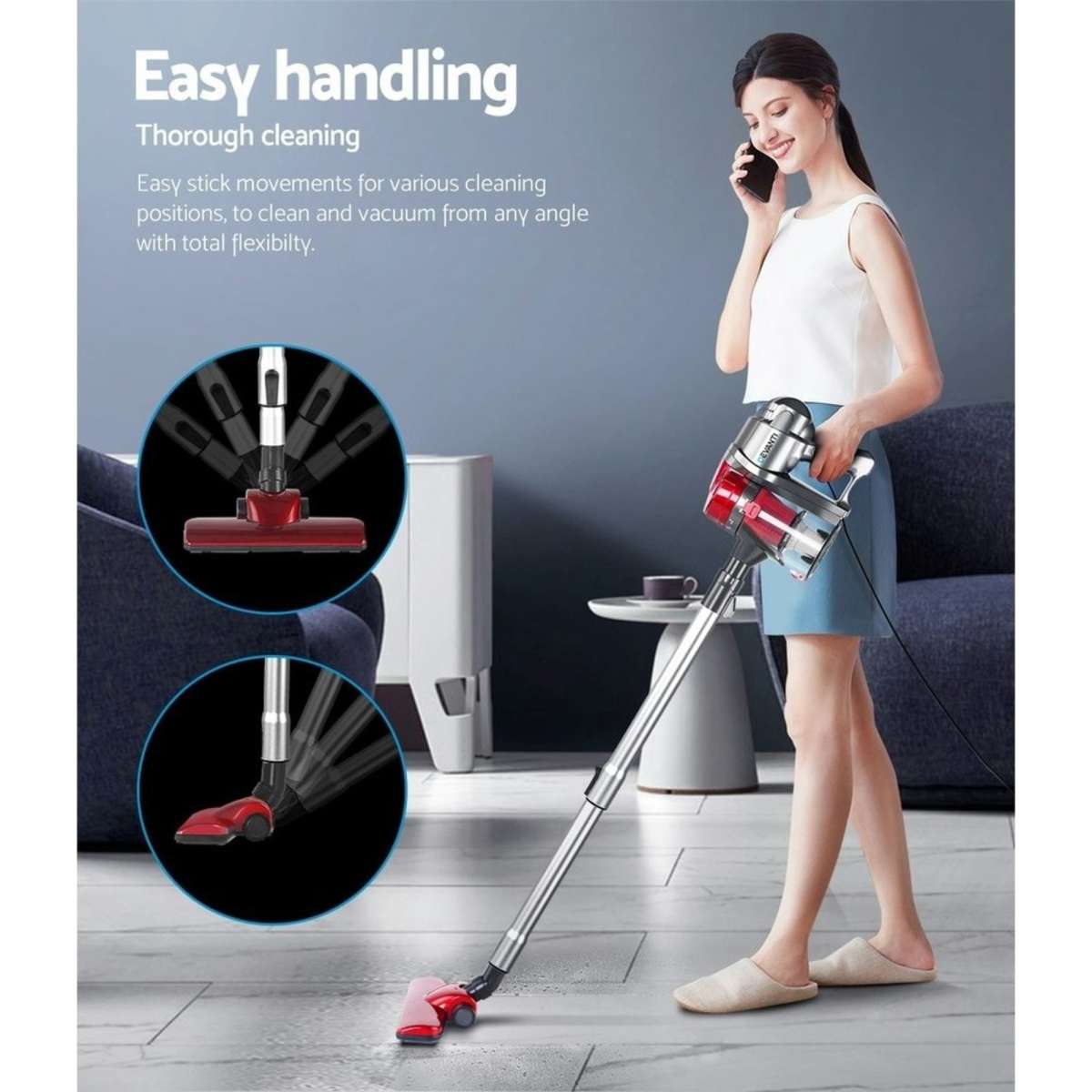 Devanti Handheld Vacuum Cleaner Bagless Corded 450W Red Woolworths