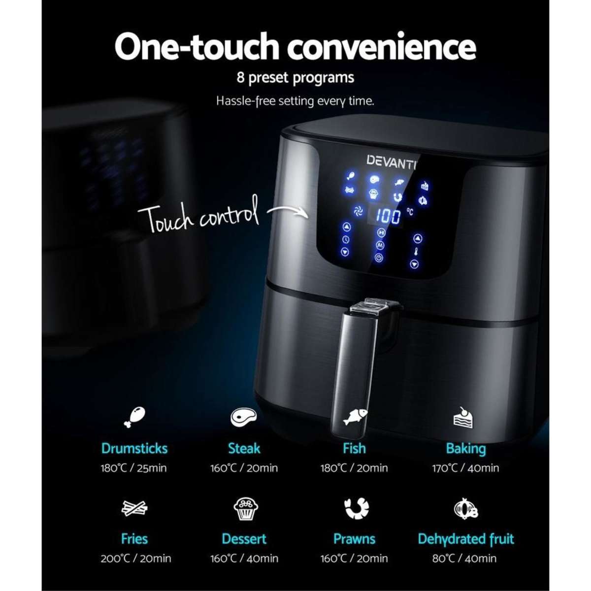 Devanti Air Fryer 7L LCD Fryers Black Woolworths