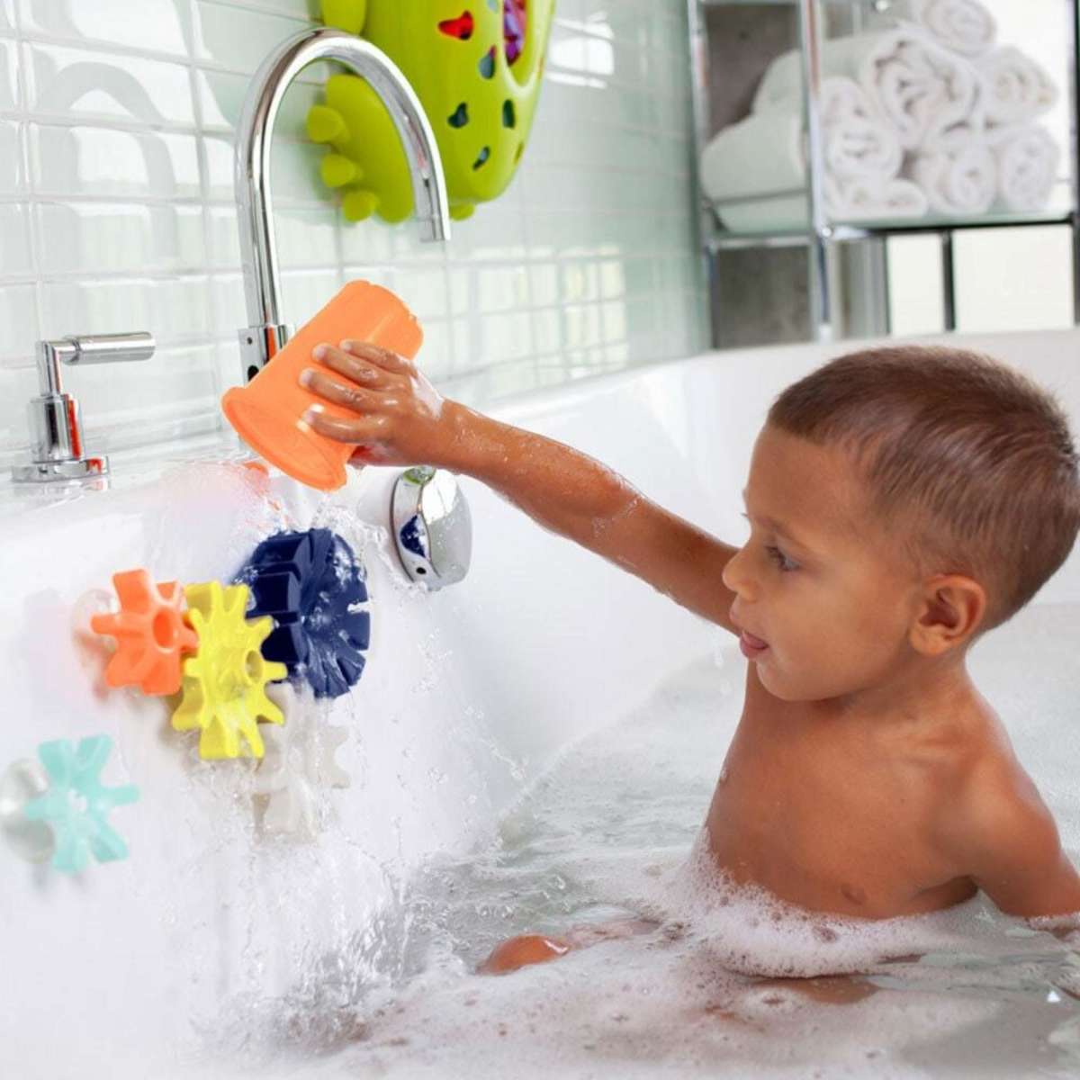 Boon Cogs Water Gears Bath Toy Navy Yellow Woolworths