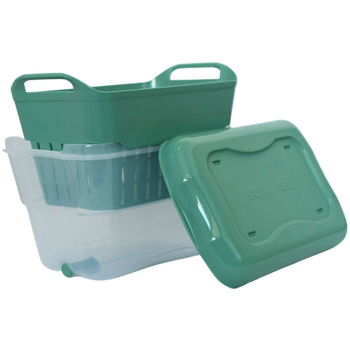 StrucketMini Bucket w/ Strainer, Lid & Drainer Plug - Sage/Clear 4.5L ...