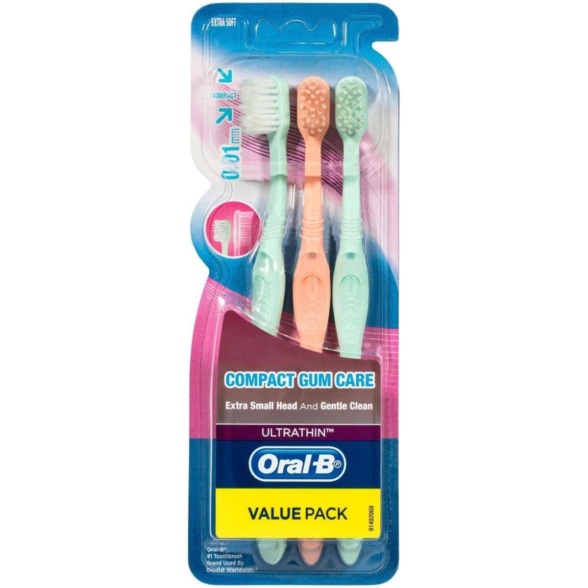 Oral-B UltraThin Compact Gum Care Toothbrush Extra Soft 3 Pack | Woolworths