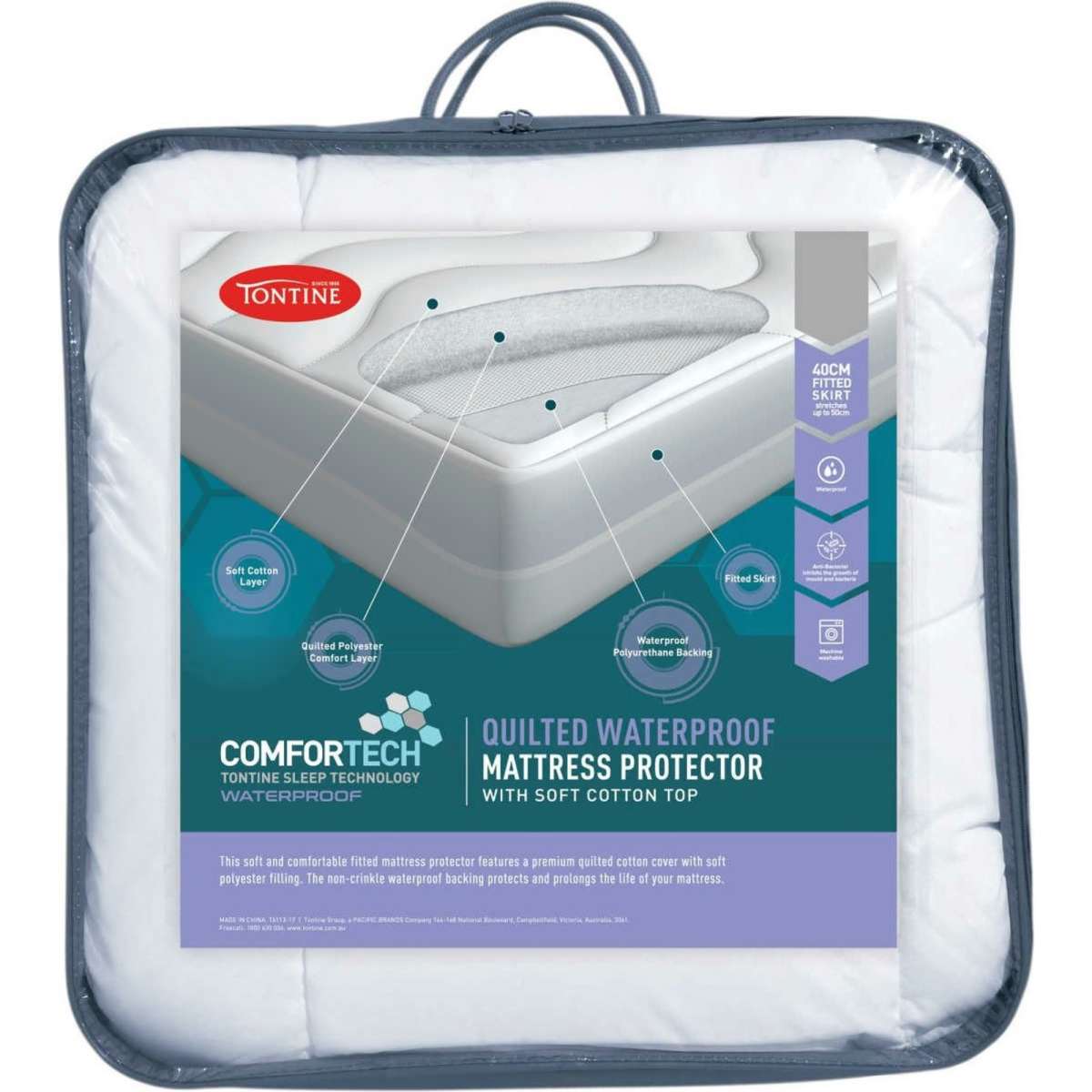 Tontine Comfortech Quilted Waterproof Mattress Protector King Bed ...