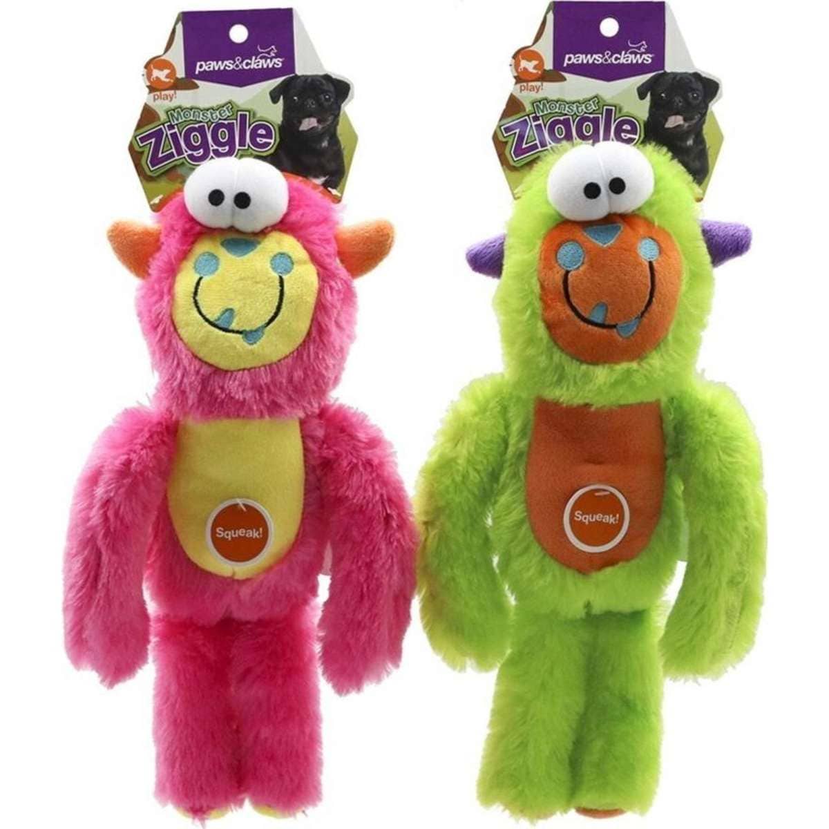 Paws & Claws Monster Ziggle Pet Toy 34cm Assorted Woolworths