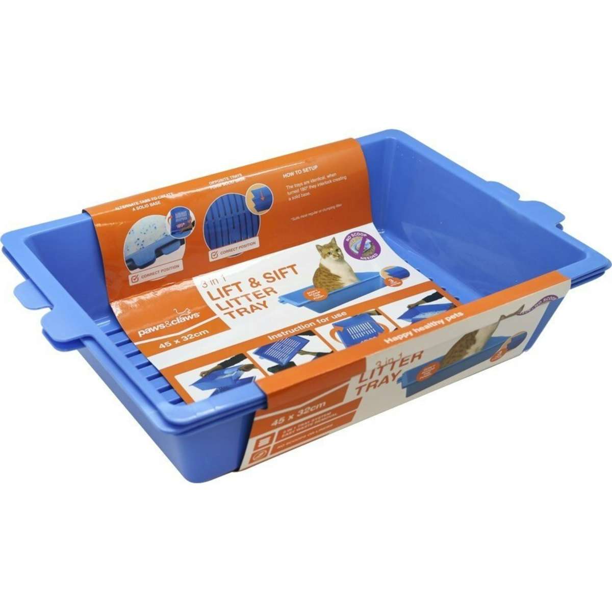 Paws & Claws Lift N Sift Cat Litter Tray 45X32X12cm Woolworths