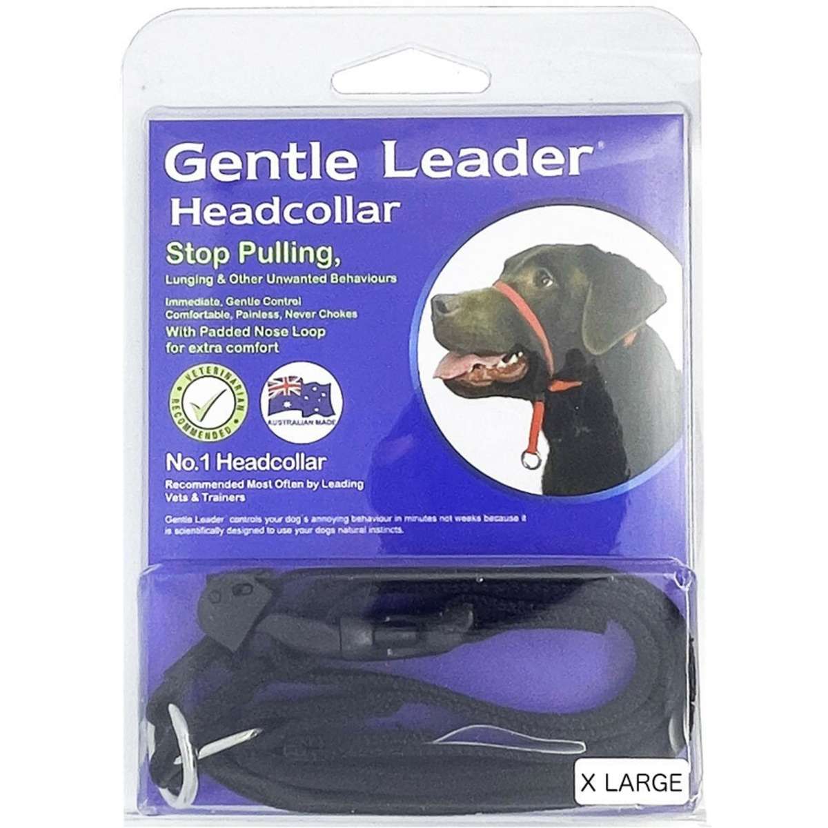 Gentle Leader 55kg+ Dog Head Collar XL Black Woolworths