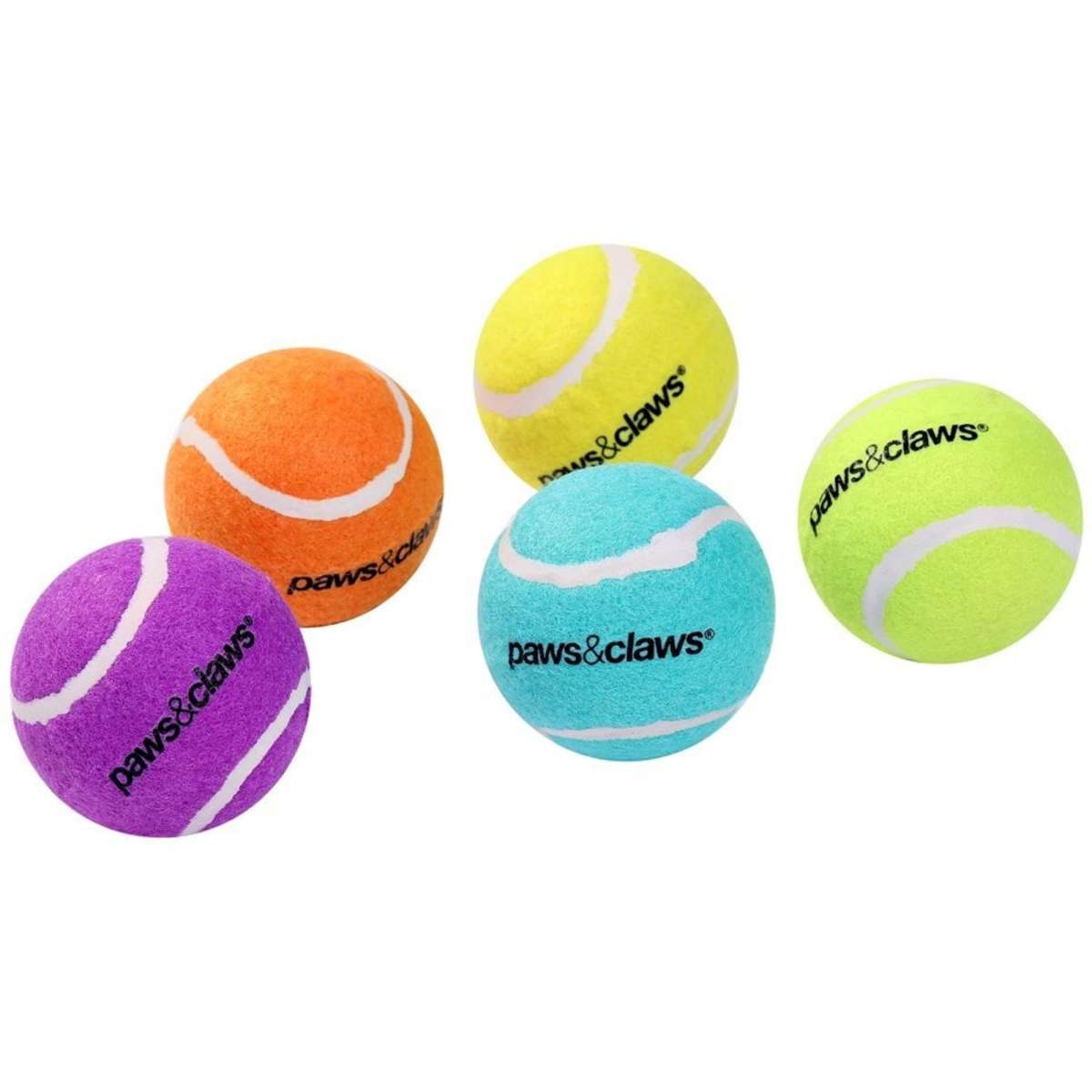 5PK Paws & Claws Tennis Balls 6cm Asstd Colours Solid | Woolworths