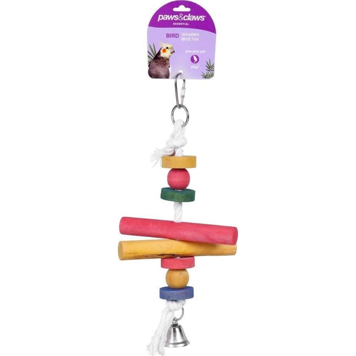 Paws & Claws Wooden Bird Toy Assorted 34cm Woolworths