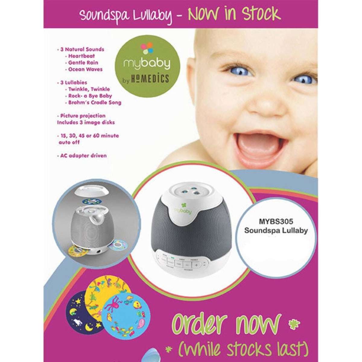 Homedics My Baby SoundSpa Lullaby Projector Woolworths