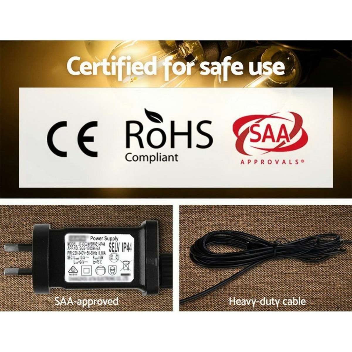 50m LED Festoon String Lights Christmas Decorations Wedding Party