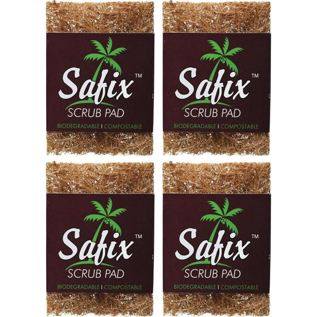 Safix Scrub Pad Small Biodegradable & Compostable 4Pk Woolworths