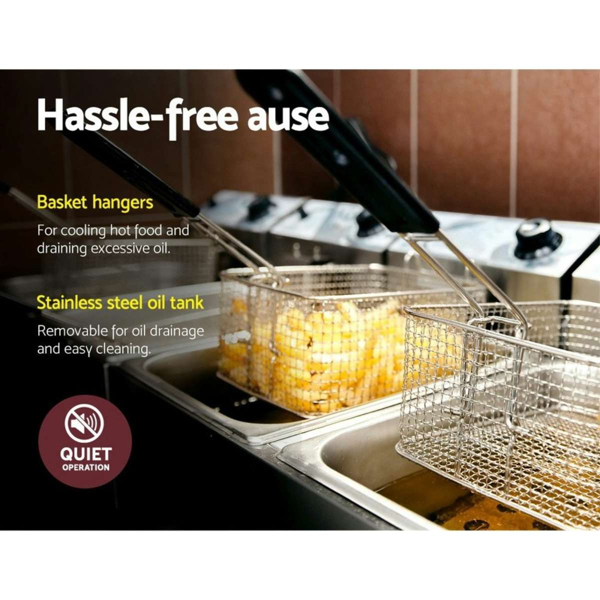 Devanti Electric Commercial Deep Fryer Twin Frying Basket Chip Cooker