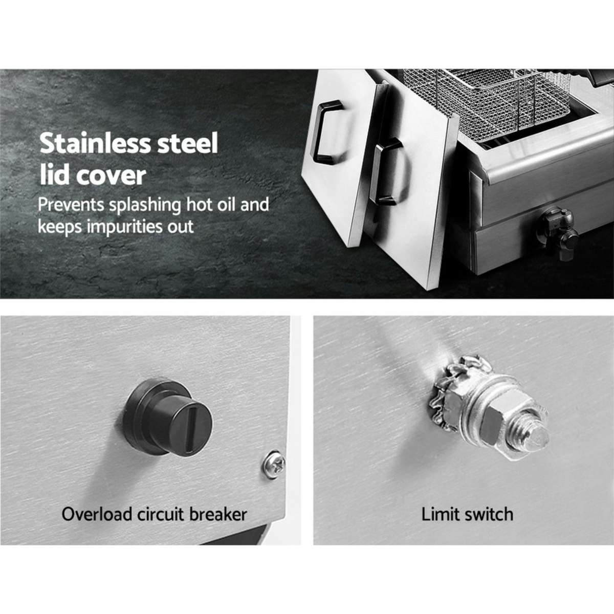 Devanti 20L Electric Commercial Deep Fryer Double Baskets Oil Taps